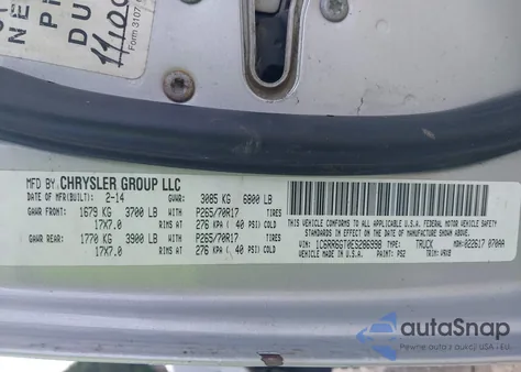 2014 Ram 1500 Slt z USA, uszkodzony, nr VIN 1C6RR6GT0ES286998